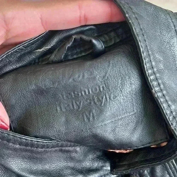 Black Leopard Leather Jacket - Picture 5 of 5